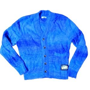 Madhappy Fall Fuzzy Knit Cardigan Sweater in Blue size XS , Rare, Nwot